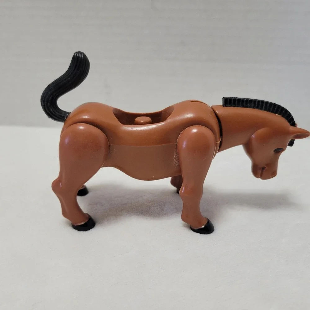 Vtg Playskool‎ Playmates  Horse Brown Body Black Mane Tail Plastic